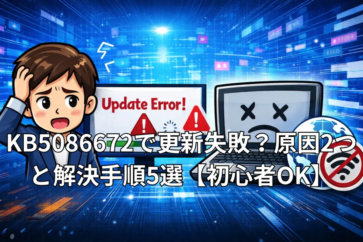 KB5086672で更新失敗？原因2つと解決手順5選【初心者OK】